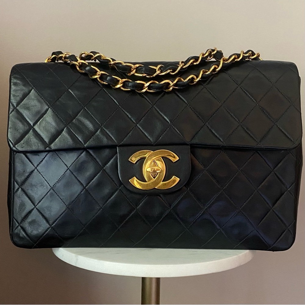 CHANEL Maxi XL Flap Handbag 24 Gold Plated Hardware
